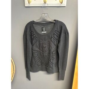 Fox Racing Womens Size M Fleece Sweatshirt Pullover Gray Embriodered Logo